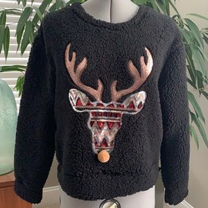 Reindeer Holiday Sparkle fluffy Sweatshirt